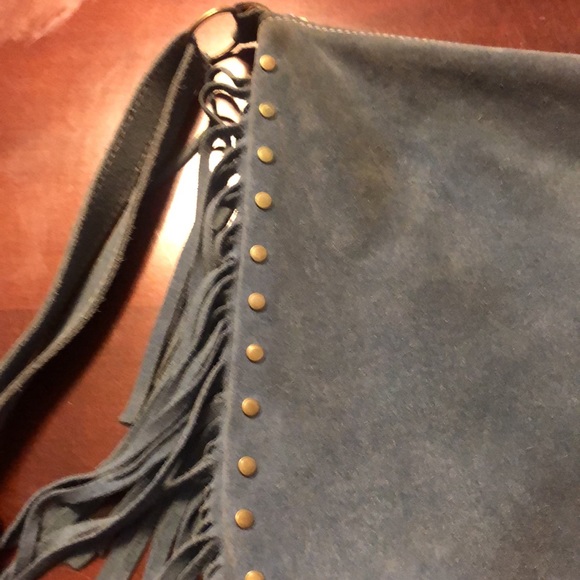 Blue suede cross body bag - Picture 5 of 5